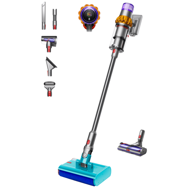 DYSON V15 detect + car cleaning kit + submarine head - Steelstofzuiger - Accuduur 60 min - Geel/Nikkel
