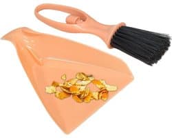 Stoffer en Blik Set - Mini Bezem - Dagelijks Schoonmaken - Ruimtebesparend Ontwerp - 11x23.5 cm - Oranje