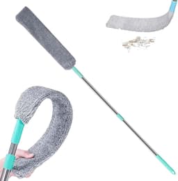 Microfiber Stofwisser - Platte Stofkop - Onder Apparaten Reinigen - Uitschuifbare Steel - Verstelbaar - Grijs — thumbnail 4