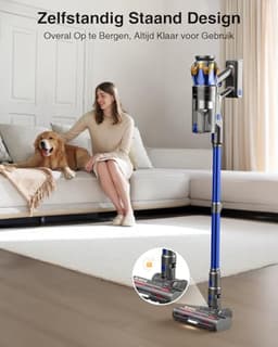 Draadloze Stofzuiger - Steelstofzuiger Krachtig - Huis Grondig Reinigen - 65 Min Werktijd - 1.6L Reservoir - Blauw — thumbnail 2