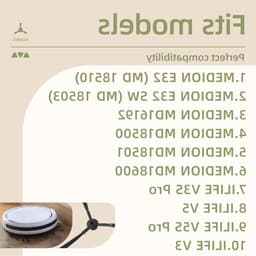 Zijborstels voor robotstofzuiger - 3 paar zijborstels geschikt voor Medion E32/MD18500/MD18501 met schoonmaakborstel en schroevendraaier, nylon materiaal voor optimale reiniging — thumbnail 4