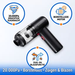 VHV - Autostofzuiger - 20000Pa - Borstelloze Motor - Draadloos - Zuigen en Blazen - USB Oplaadbaar - Handstofzuiger — thumbnail 3