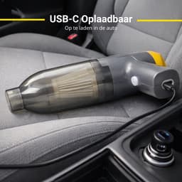 Dunlop Auto Stofzuiger Draadloos - Handstofzuiger met 5 Opzetstukken - USB-C Oplaadbare Auto Stofzuiger Snoerloos - Kruimeldief met 12000Pa Zuigkracht en Blaas Functie - Grijs/Geel — thumbnail 2