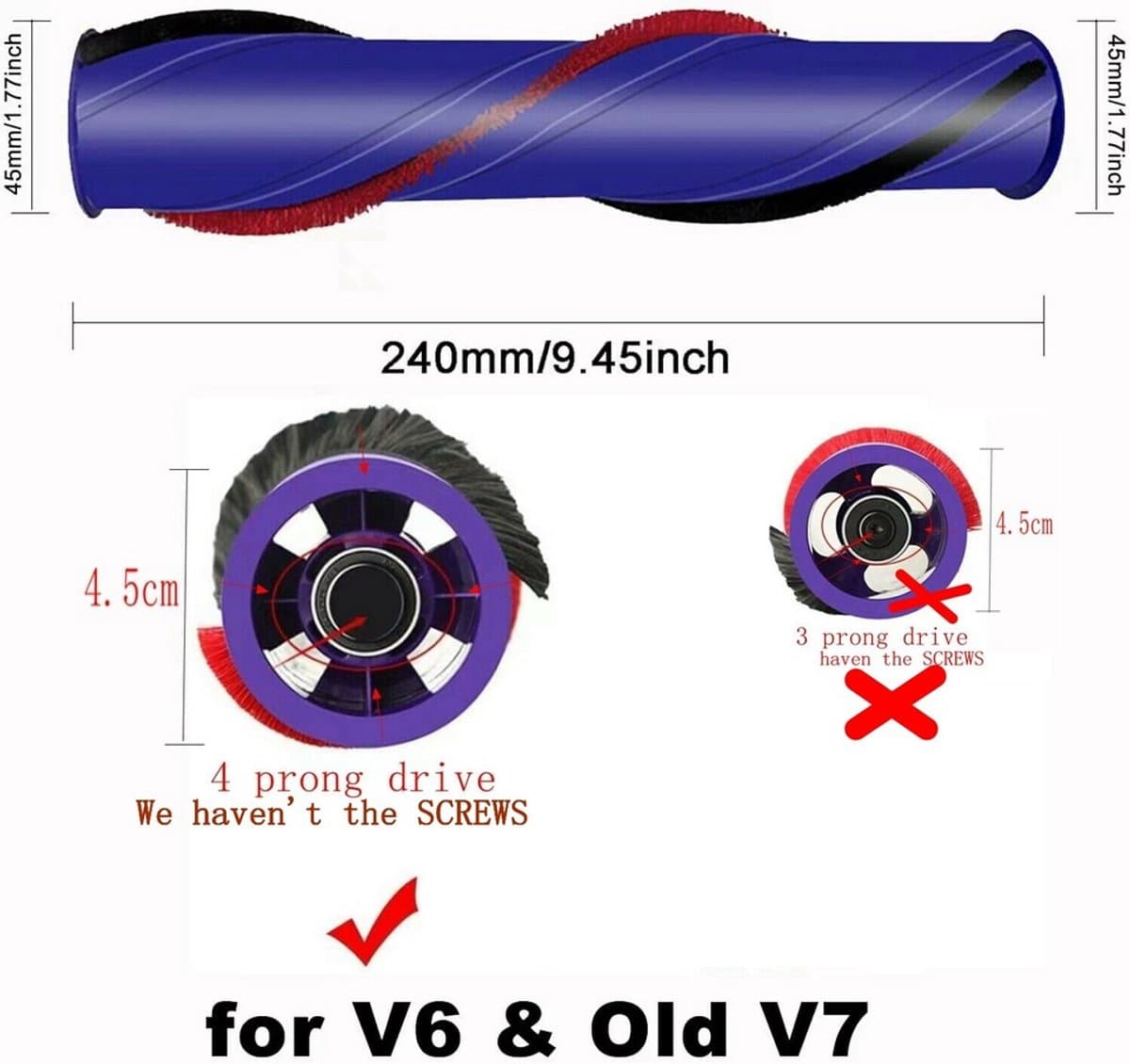 Rolborstel Geschikt voor Dyson V6 V7 V8 V10 V11 stofzuiger — afbeelding 1