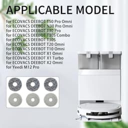 6 stuks accessoires wisdoeken voor Ecovacs Deebot T50 Pro Omni/N30 Pro Omni/T30 Pro/T30S/T20 Omni/T10 Omni/X1 Omni/X2 Omni robotstofzuiger, herbruikbare en wasbare reserveonderdelen — thumbnail 4