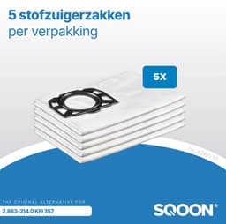 SQOON® Stofzuigerzakken geschikt voor Karcher WD 2 PLUS & WD3 series - KFI 357 - Model 2.863-314.0 - 5 stuks — thumbnail 4