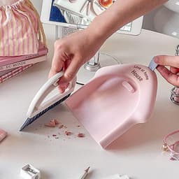 Bezem Met Stofblik - Schoonmaak Set - Dagelijks Schoonmaken - Compact En Opvouwbaar - 18.5x17cm - Roze — thumbnail 2