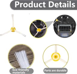 4-delig - Vervangende borstel - Driehoekige borstel - Accessoires voor robotstofzuigerzijborstel - Compatibel met Roomba 500/600/700-serie — thumbnail 5