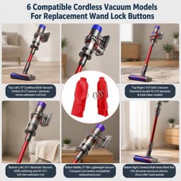 2 veervergrendelingsknoppen voor Dyson V7 V8 V10 V11 V15, rode bevestigingsclip voor gemotoriseerde borstel, zuigbuis - ShopVlot — thumbnail 3