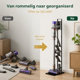 Vloerstandaard voor Steelstofzuiger - Universele Stofzuigerhouder - Vrijstaande Opbergstandaard zonder Boren - Verplaatsbare Houder van Koolstofstaal - Multifunctionele Steelstofzuigerstandaard - Zwart — thumbnail 4