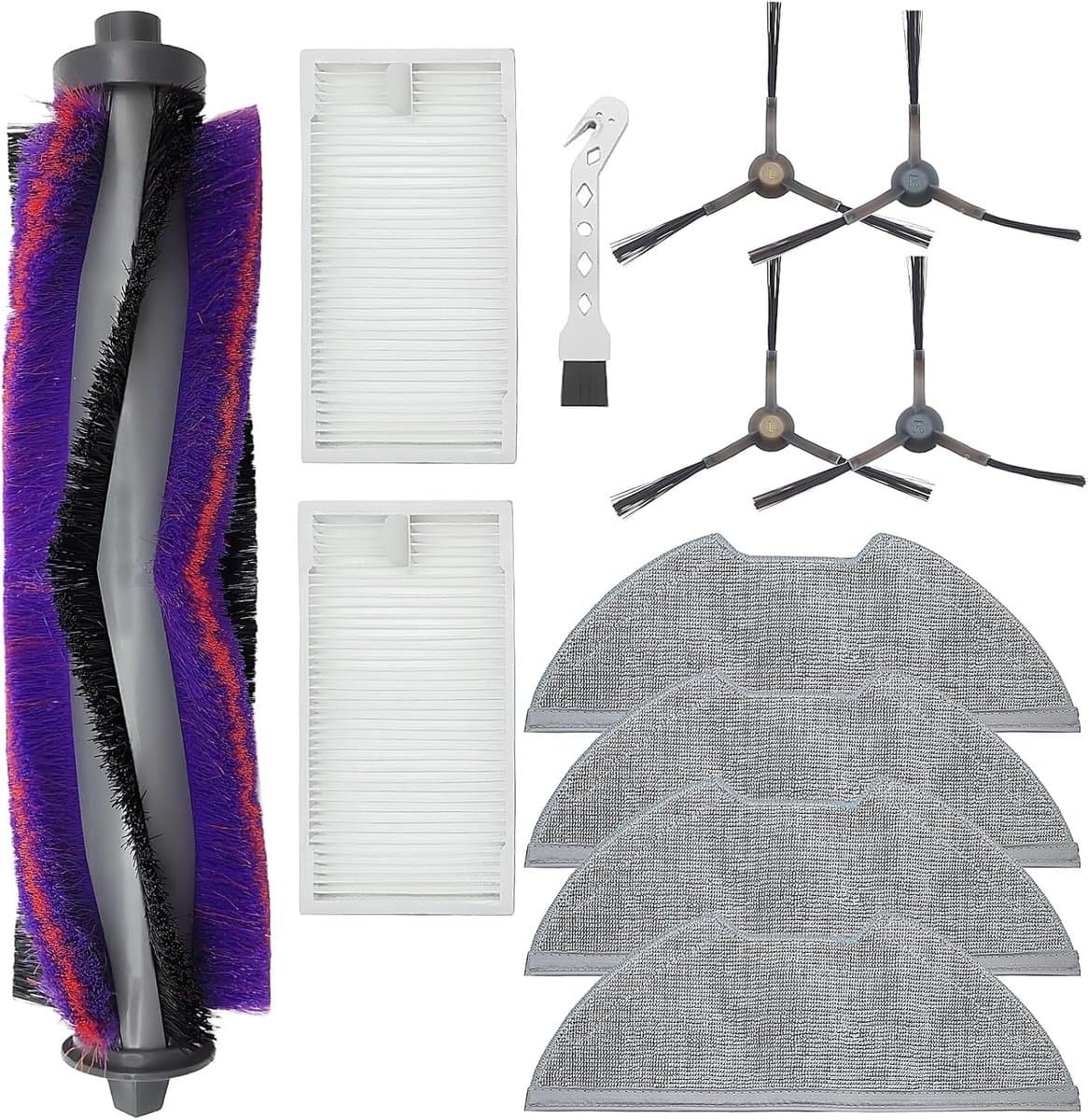 Accessoirekit geschikt voor Eureka NERE10s E10S, ​​Obode A8 A8 Plus en Midea M9 stofzuigers: 1 hoofdborstel, 4 zijborstels, 2 HEPA-filters en 4 doekjes. — afbeelding 1