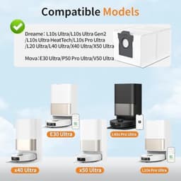 PromoHome 10 stofzuigerzakken Geschikt voor Dreame L10s Ultra Gen 2, L10s Pro Ultra Heat, X30 / X40 / X50 / Matrix10 Ultra, Aqua10 Ultra, X40/X50 Master, Mova E30 / V50 / E40 / Z50 — thumbnail 4