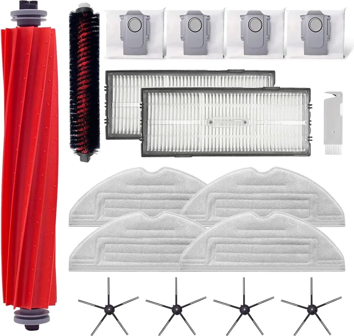 LISM-De accessoirekit Geschikt voor de Roborock S7 Pro Ultra/Roborock S7 MaxV Ultra bevat: 1 rolborstel, 1 zelfreinigende borstel, 2 HEPA-filters, 4 zijborstels, 4 dweilpads en 4 stofzakken. — afbeelding 1