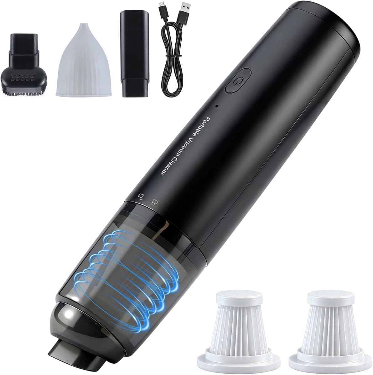 Draadloze Handstofzuiger - Zwart - Draagbare Mini-stofzuiger met HEPA-filter - Voor Auto, Huis en Bureau — afbeelding 1