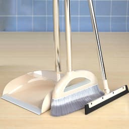 Stof- en borstelset - Stoffer en blik - Huishouden Schoonmaken - Met kamfilter - Lange steel - Meerkleurig — thumbnail 2
