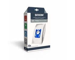 SQOON® Stofzuigerzakken - Geschikt voor AEG (VX8.2 Silence, VX7, VX6, GR201S, GR201M), Philips (3000 Series, Power Go, Performer) en Electrolux (Standard Bag, XXL130, Ergospace) - Hoogwaardige Kwaliteit! - 4 stuks
