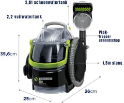 SVN® Tapijtreiniger machine - Tapijtreiniger - Tapijtreiniger apparaat - Zwart/Groen - ‎25cm x 36cm x 36cm — thumbnail 5