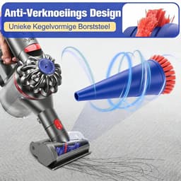 Schroefvormige klitvrije borstel - voor Dyson Steelstofzuiger V7,V8,V10,V11,V15(Niet compatibel met de V15 Detect Absolute) - Universele Stofzuigermond — thumbnail 2