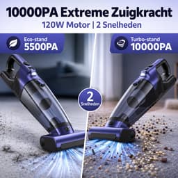 Rosnek Kruimeldief Snoerloos - Handstofzuiger 2 Snelheden met Gemotoriseerde Borstel voor Dierenharen - 10000PA Autostofzuiger - 37 Min Accu, LED & Metalen Filter - 720ml Groot stofreservoir - Zwart — thumbnail 4