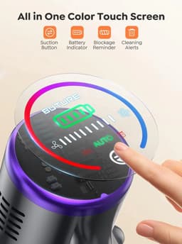 Stofzuiger - Aanpasbare Zuigkracht - Draadloze Stofzuiger - Met LED Scherm - 500W - Zonder zak - Paars — thumbnail 3