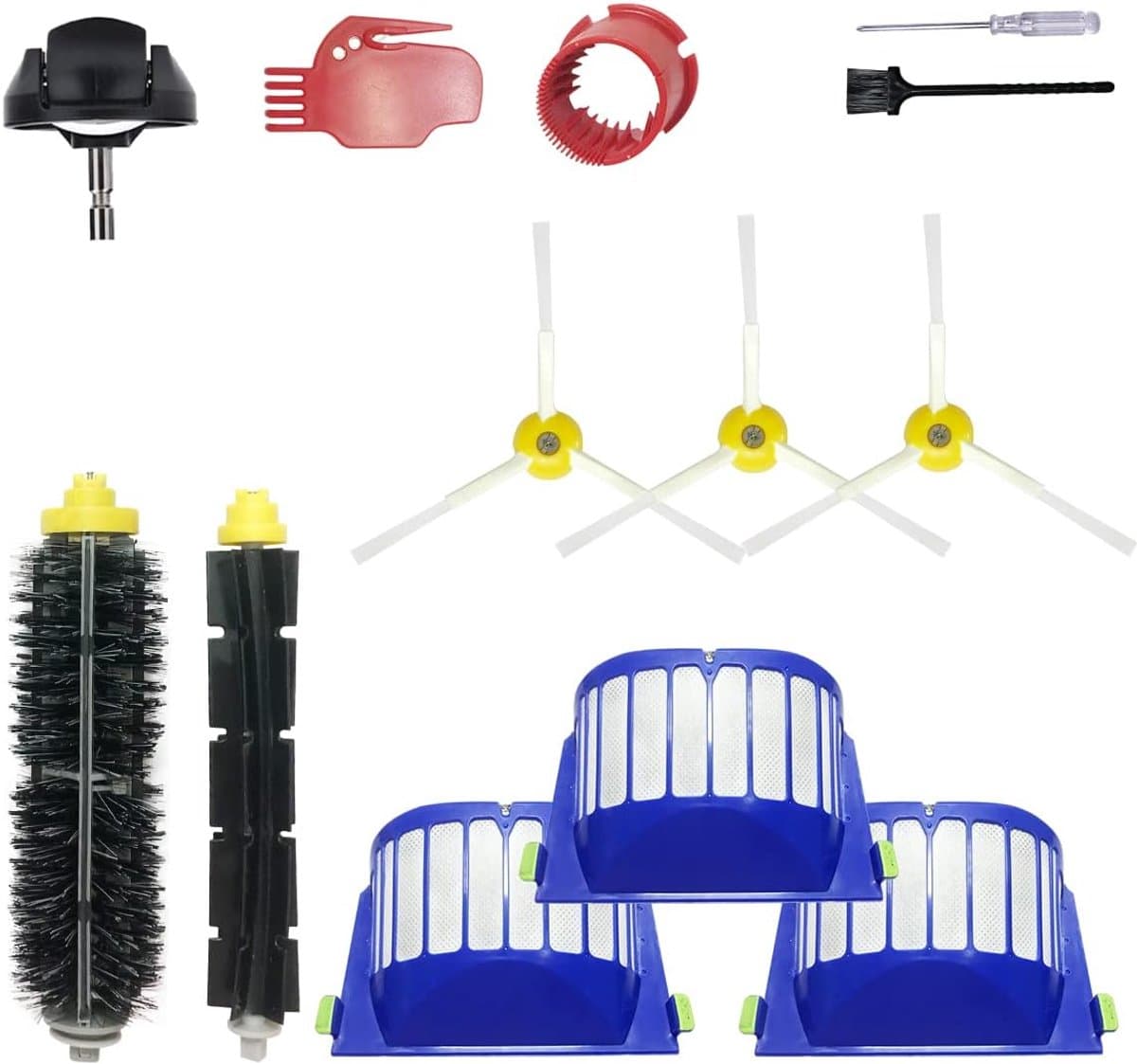 Rumba Vervangende onderdelen voor iRobot Roomba 610 620 650 675 677 692 671 694 691 Serie Stofzuiger Accessoires Kit-Inclusief 3 Zijborstels, 3 Filters, 1 Voorwiel Caster Wiel, Borstel Borstel en 3 — afbeelding 1