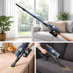 Steelstofzuiger met Dweilfunctie - Draadloze Stofzuiger Kruimeldief - Snel Huis Schoonmaken - 30.000 Pa Zuigkracht - 60 Minuten - Zwart — thumbnail 3