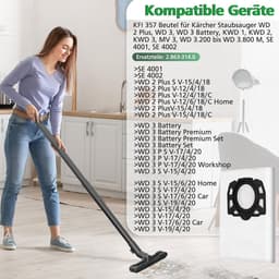 SnelShoppen - Stofzuigerzakken voor Kärcher WD3S WD 3S WD2 Plus KFI 357 SE4001 SE4002 KWD1 - 12 Stuks Lichtgewicht Nylon — thumbnail 2