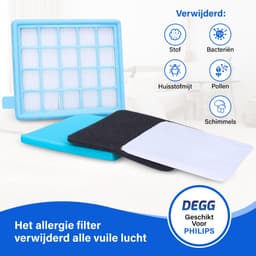 DEGG® - Filterset Geschikt Voor Philips PowerPro Compact en PowerPro Active - Vervangt Philips FC8058/01 - Replacement Kit - Allergie Filter - Stofzuigerfilter - 2x Motorfilter & 2x Uitblaasfilter — thumbnail 2