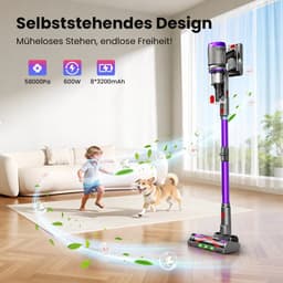 Draadloze stofzuiger 600W / 58Kpa | 75 min. accu & touchscreen | 1,6L met 5 accessoires | Voor harde vloeren, tapijten en dierenharen — thumbnail 4