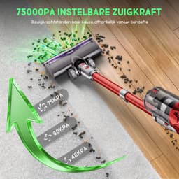 Hiaonyx steelstofzuiger - 9-in-1 steelstofzuiger draadloos - 75000pa - Met dierenborstel - LED Groene Stofdetectielamp - Geschikt voor Tapijten - Harde Vloeren en Dierenharen - 2-liter stofopvangbox - Rood — thumbnail 3