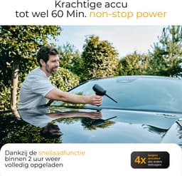 Lautux - Turbotastic Pro 2 - 4 in 1 Zwart Handstofzuiger -Auto stofzuiger- 120 W - 18.000 Pa - tot 60 minuten gebruiksduur - HEPA-filter - LED-display - 4 in 1 opzetstukken-Starter Set- (auto, dierenharen, opblazen, leegzuigen/vacuüm) (parelwit) — thumbnail 4