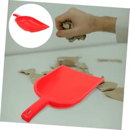 Stofblik en Bezemset - Handveger Tafel - Bureau Schoonmaken - Ergonomisch Handvat - 34 x 19 cm - Rood — thumbnail 3