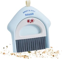 Stofpan met Bezem - Mini Schoonmaakset - Bureau Reinigen - Staat Rechtop - 18.5 x 17 cm - Blauw — thumbnail 1