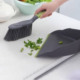 Kleine Bezem Stofpan - Reinigingsset Desktop - Bureau Schoonmaken - Gekartelde Rand - 11 cm Hoog - Wit — thumbnail 4
