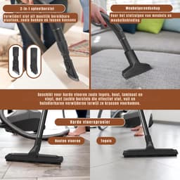 RUX® Karcher - Karcher Stofzuiger - Bouwstofzuiger - Festool Stofzuiger - Bouwstofzuiger Zonder Zak - Grijs - 33cm x 31cm x 53cm — thumbnail 2