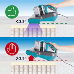CLEANmaxx 3-in-1 mijtzuiger met 55 °C hete lucht, UV-C-licht en 15 kPa zuigkracht | Matraszuiger verwijdert 99,9% van de mijten | HEPA-filter voor mensen met allergieën en ultrasoon geluid, ideaal voor matrassen en bekleding — thumbnail 3