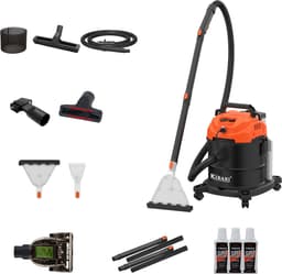 Kibani Nat/ Droogzuiger - Inclusief 3 flessen Reinigingsmiddel - Alleszuiger met Accessoires - met Sproeifunctie - 1600W - Tapijtreiniger - Inclusief Opzetstukken — thumbnail 1