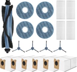 19 stuks Accessoires Kit Vervanging geschikt voor Eufy Omni C20 Stofzuiger - 1 Hoofdborstel, 4 Mop Doek Pads, 4 Zijborstels, 4 HEPA-filters, 6 Vervangende Stofzakken — thumbnail 1