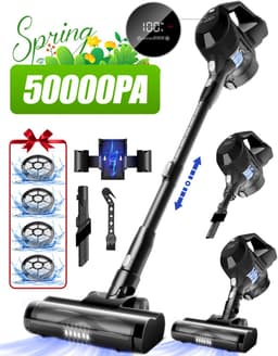 Elekiatech - Steelstofzuiger Draadloos - 50000Pa - 50 Min Gebruikstijd - 1.8L Stofbak - LED display – voor Harde Vloeren, Tapijt en Dierenharen - Zwart — thumbnail 1