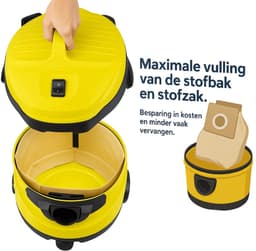 1x filter en 15x stofzuigerzakken geschikt voor Karcher voor WD3 / MV3 series - stofzakken - Vervangt 6.959-130.0 - A2204 A 2201 2204 2504 SE4001 — thumbnail 2