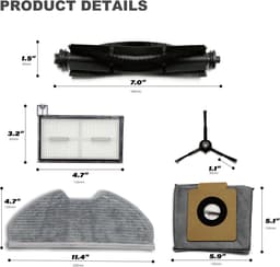 Geschikt voor Eufy X8 Pro-serie, geschikt voor de Eufy Clean X8 Pro robotstofzuiger (9-delige set - borstelrol, bezem, filter, stofzak, dweil) - Vervangende onderdelen voor robotstofzuigers — thumbnail 4