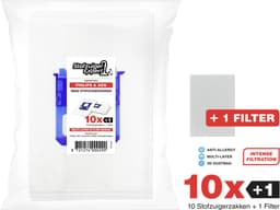 10x S-Bag 3D Stofzuigerzakken geschikt voor Philips, AEG, Electrolux - 10 stofzakken + 1 Filter - A-Kwaliteit Alternatief Microvezel Zakken — thumbnail 2