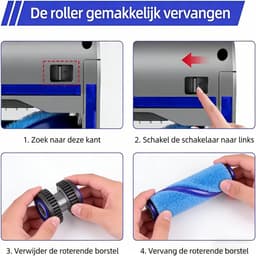 Stofzuigermond - Geschikt voor Dyson Steelstofzuiger V7/V8/V10/V11/V15/G5 - Groen Led - Wasbare borstel - Stofzuigeraccessoires - Vloerzuigmond - Blauw — thumbnail 4
