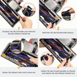 Stofzuigeraccessoires - Turbo Borstel - Geschikt voor Dyson V7 V8 V10 V11 V15 - Vloerzuigmond - Stofzuigermondstuk - voor harde vloeren en tapijten - met 4 LED-lampen - borstel — thumbnail 2