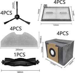 Geschikt voor accessoires voor eufy robotstofzuiger de Eufy Clean X8 Pro - 17-stuks - hoofdborstel - zijborstel - wasbaar filter - doeken - stofzak — thumbnail 3