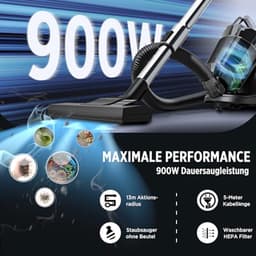 ibettertec - Handstofzuiger - zakloze stofzuiger - 900 W - Zwart — thumbnail 3