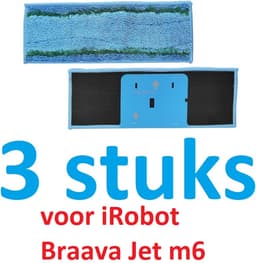 3 x Wasbare dweildoeken voor dweilrobot - maat: 28 cm x 10.4 cm - accessoires voor Braava Jet M6 - iRobot - vervanging van hoge kwaliteit - microvezel - dweilpads - dweilrobot - Passen niet op de elektrische dweilen. — thumbnail 1