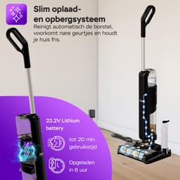 Turbotronic AIV8 Draadloze Vloerreiniger - Steelstofzuiger Met Dweilfunctie - Zelfreinigend - Stofzuigt en dweilt - Nat Droog Stofzuiger - Elektrische Dweil - Zwart — thumbnail 3