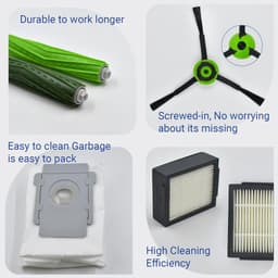 Vervangingsonderdelen Geschikt voor iRobot Roomba J Plus Series J5+ J6+ J7+ J8+ J9+ – 1 hoofdborstel, 2 stofzakken, 5 zwarte zijborstels, 5 filters, 1 voorwiel (Zonder Combo j7+ j9+) — thumbnail 2