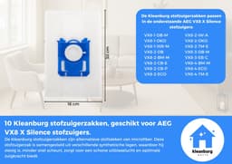 Kleanburg® - Geschikt voor AEG VX8 X Silence - Stofzuigerzakken - 10 stuks — thumbnail 2